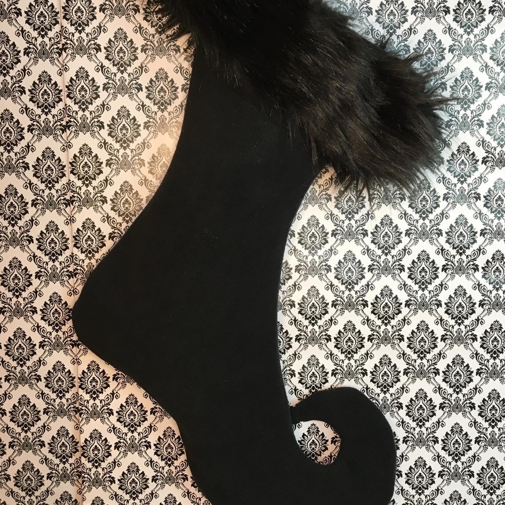 All black Krampus Christmas curly toe Stocking - Picture 3 of 4